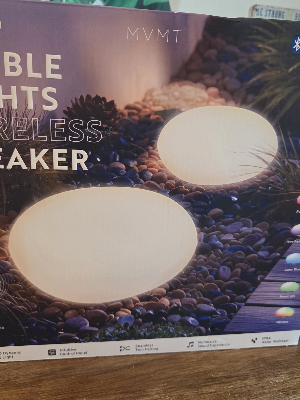MVMT White LED Mood Lights Pair with Bluetooth Speaker